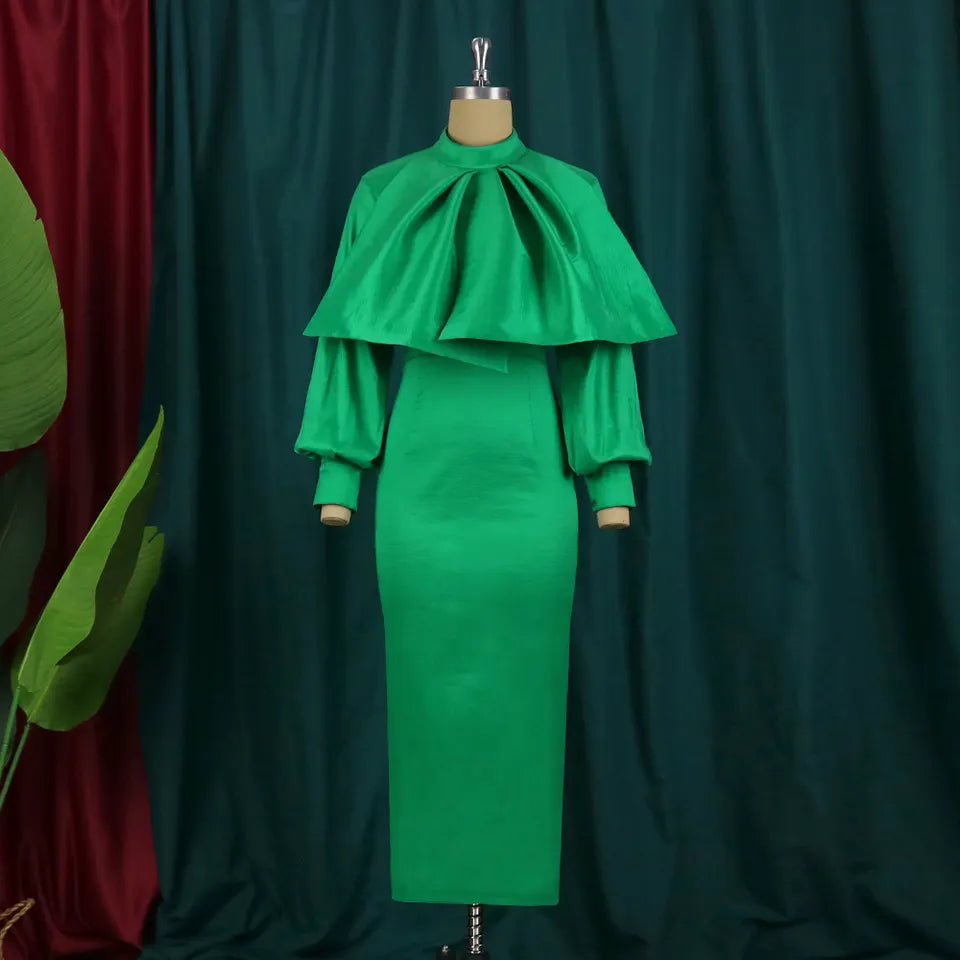 Fall New Fashion Christmas Glitter Bow African Women Evening Dress