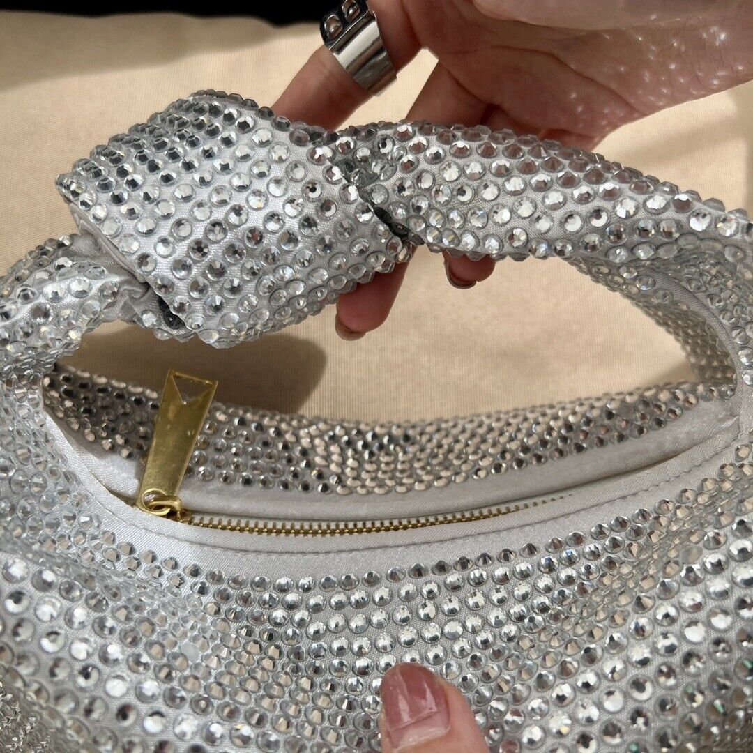 Glitter Rhinestone Knot Handle Tote Clutch Party Evening Bag Purse Hobo Handbag