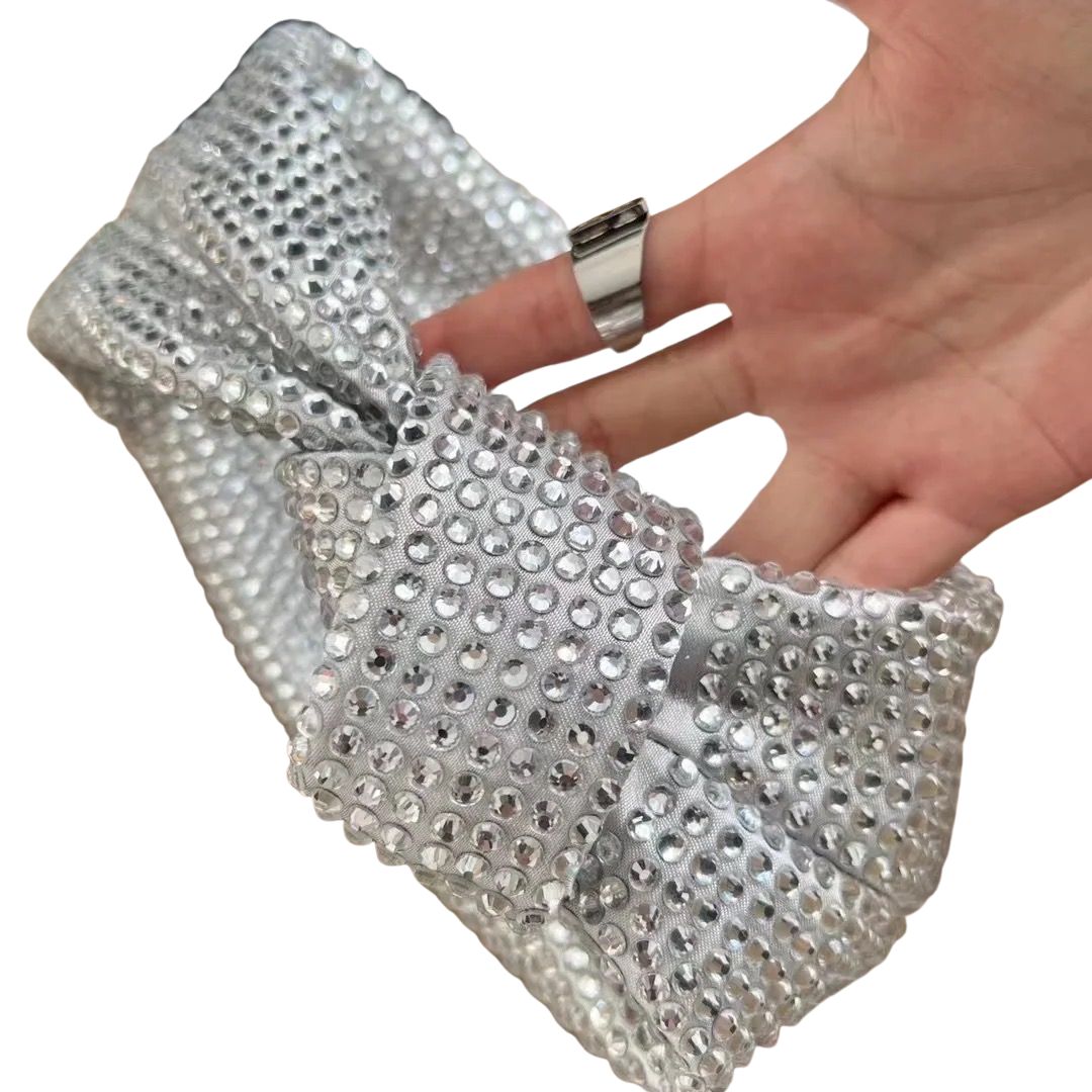 Glitter Rhinestone Knot Handle Tote Clutch Party Evening Bag Purse Hobo Handbag