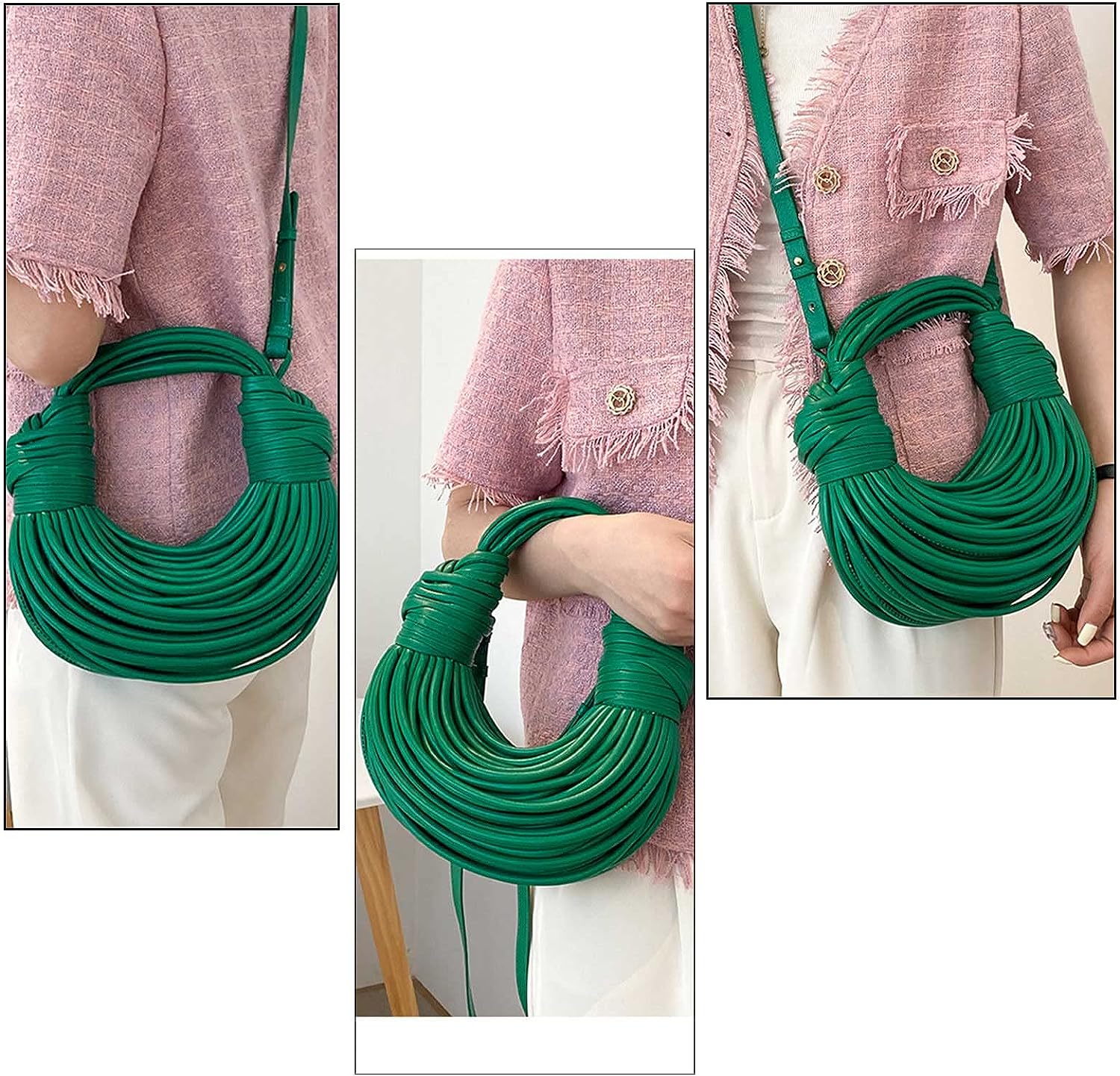 Women Leather Knotted Strappy Bag