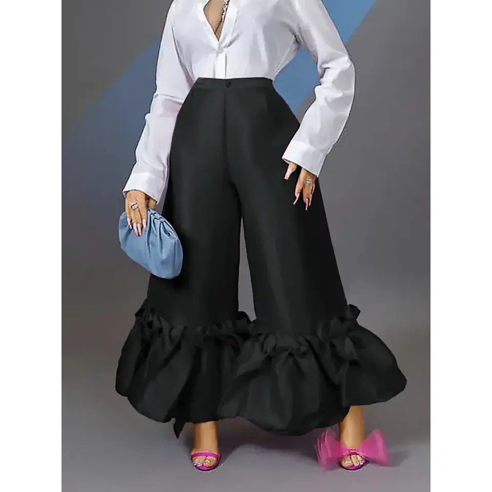 Hot Ladys Suit Pants Long Trousers Flare Bell Bottom Front Slit Stretchy  Formal | eBay