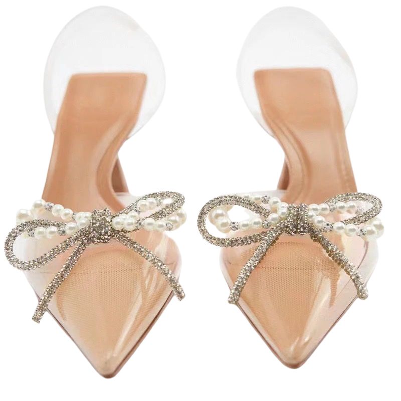 HEELED SLINGBACK VINYL SHOE BEIGE CLEAR