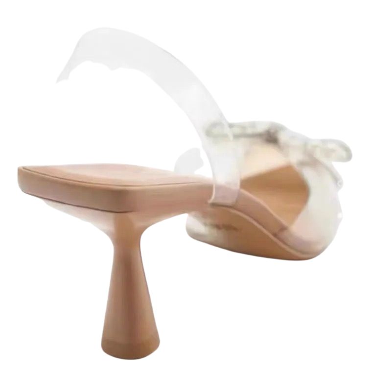 HEELED SLINGBACK VINYL SHOE BEIGE CLEAR