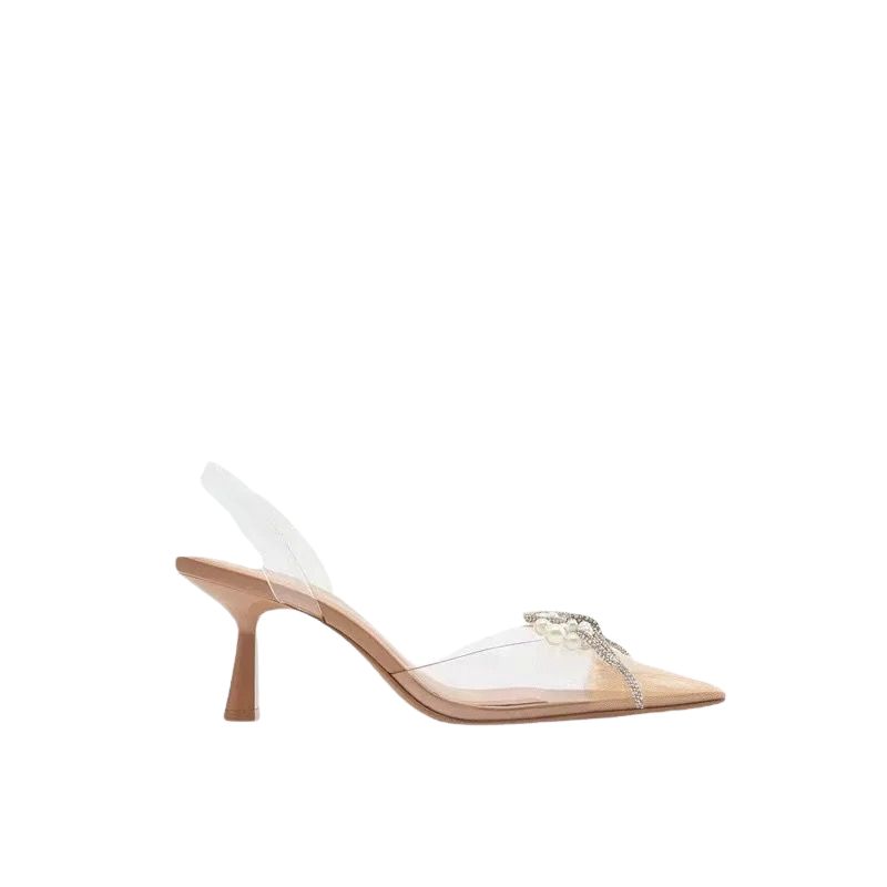 HEELED SLINGBACK VINYL SHOE BEIGE CLEAR