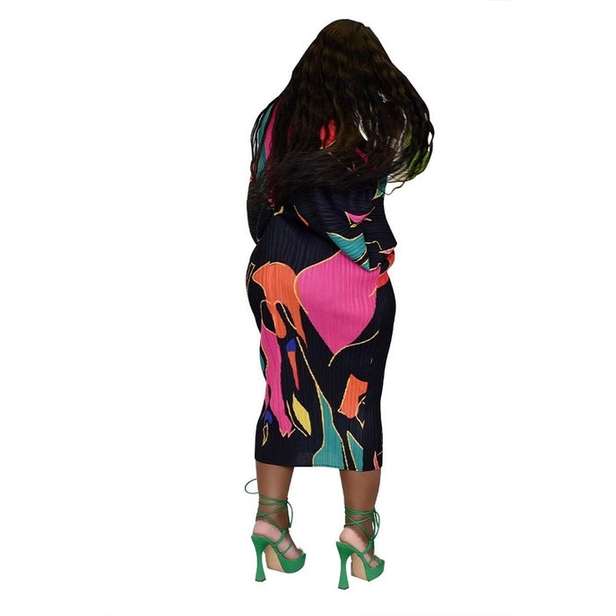 Plus Free Size Multi Color Midi Dress