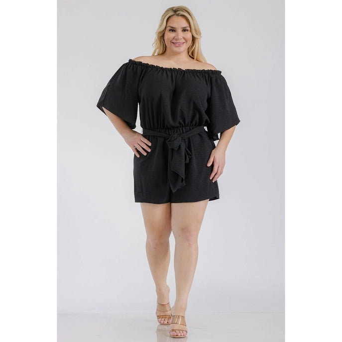 Plus Size Off the Shoulder Romper