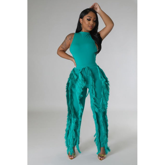 Tiaesha Bodysuit Pant Set Emerald