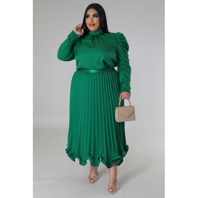 Expensive Thoughts Skirt Set Green