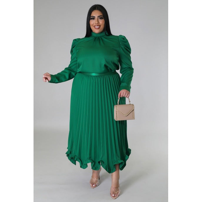 Expensive Thoughts Skirt Set Green